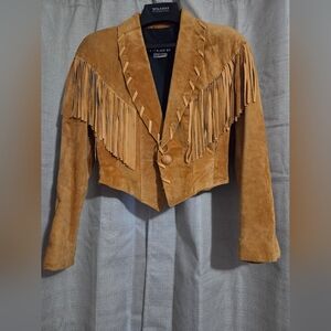 Tan Suede Fringe Jacket Cropped